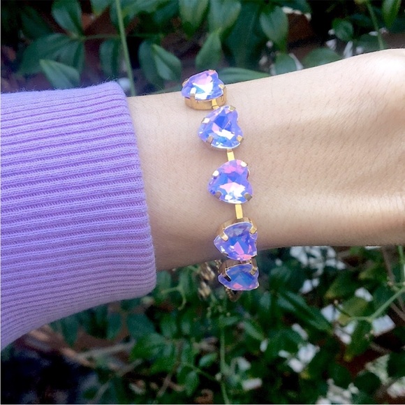 Purple Opal Aurora Borealis Crystal Heart Bracelet - Picture 12 of 16